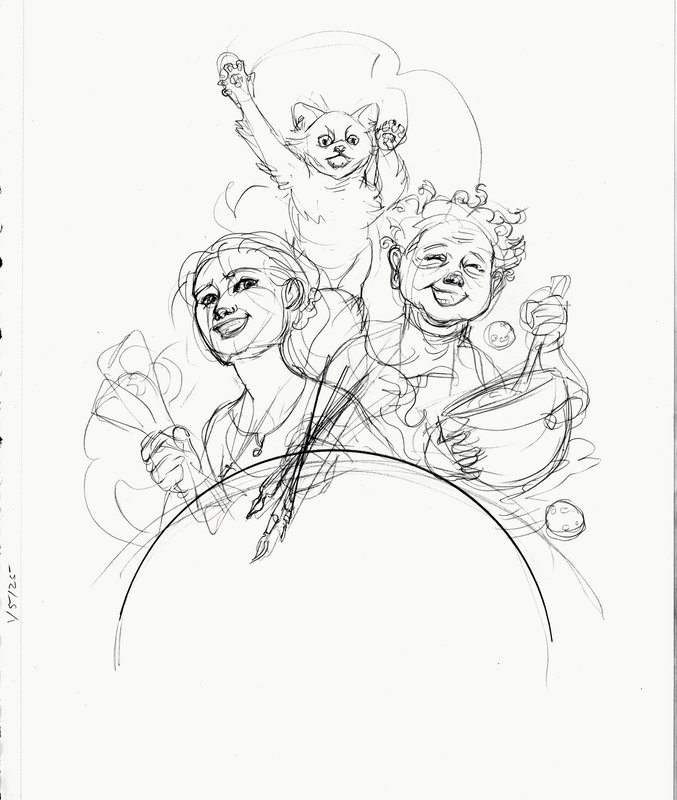 Sketch: Haley, Nana and That Thomascat, a cover sketch from 2024