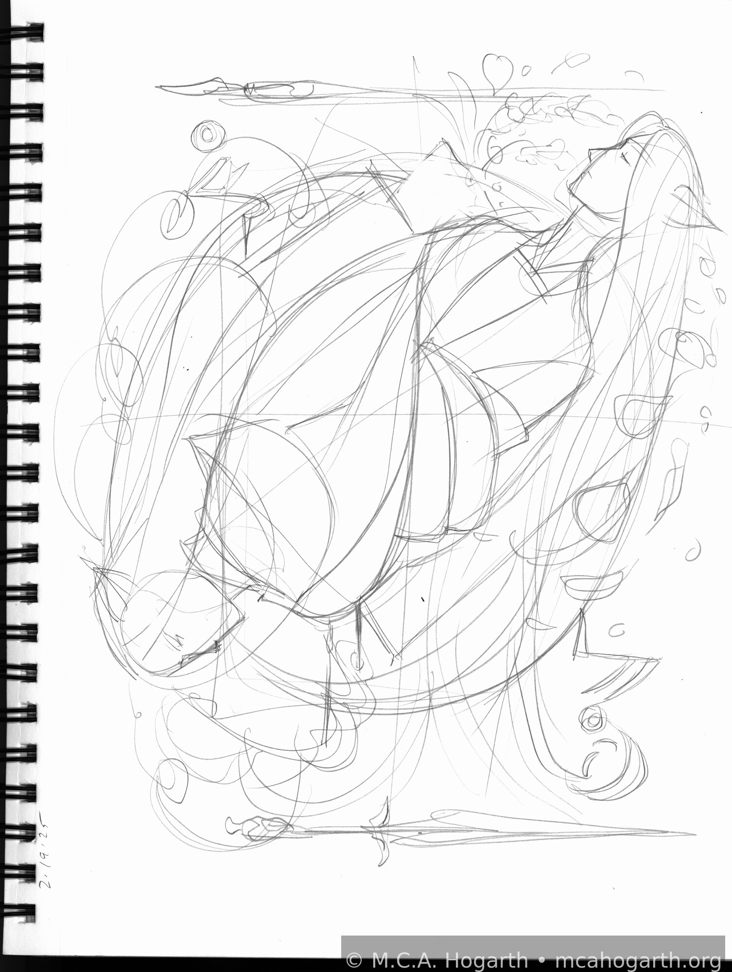 Shame and Calligrapher Mirrored &mdash; Sketchbook 141 &middot; Page 2 (2025)