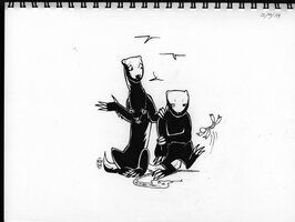 Honey Badgers With Straw Man