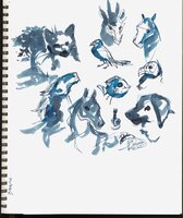 Blue Ink Doodles Of Critters